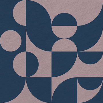 Moderne abstracte minimalistische kunst met geometrische vormen in roze en blauw van Dina Dankers