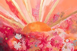 Bright sunrise in a field of flowers by NJ Midnight Studio