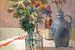 Stilleben mit Blumen in einer Vase und Maisstängeln in einem Glas - Öl auf Leinwand - Pieter Ringoot von Galerie Ringoot