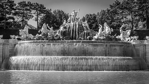 Neptunusfontein in Zwart-Wit, Paleis Schönbrunn, Wenen