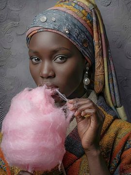 La fille à la barbe à papa