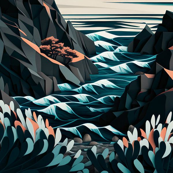Rivière à travers les falaises par Vythryd Arts