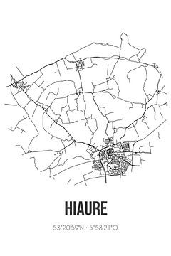 Hiaure (Fryslan) | Landkaart | Zwart-wit van Rezona