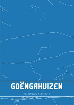 Blauwdruk | Landkaart | Goëngahuizen (Fryslan) van MijnStadsPoster