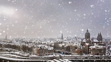 Sneeuwval over Amsterdam van Tom Elst