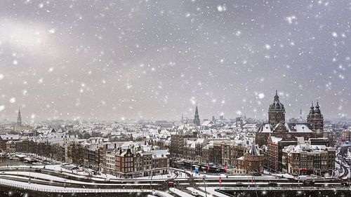 Schneefall über Amsterdam von Tom Elst