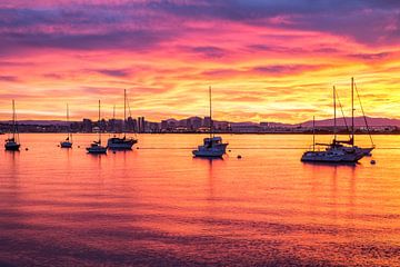 Meestal oranje - Een zonsopgang in de haven van San Diego van Joseph S Giacalone Photography