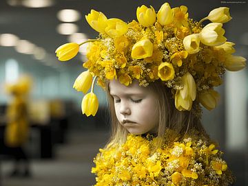 Sad Yellow Flower Girl by Karina Brouwer