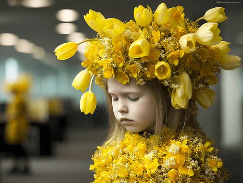 Sad Yellow Flower Girl