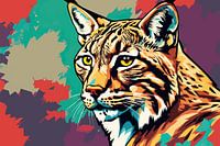 Regal Stalker - Pop Art Eurasischer Luchs in Farbe