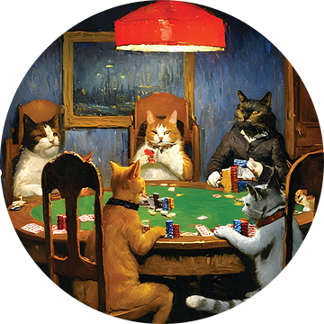 Cats Playing Poker van Timba Art