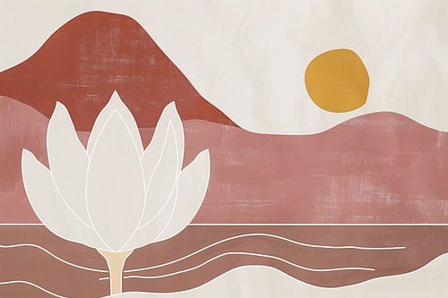 Minimalistisch bloemontwerp in abstract landschap
