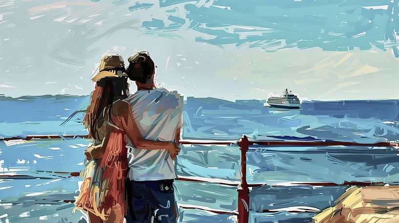 Romantisches Paar am Meer von Frank Heinz