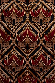 Minangkabau Rumah Gadang Seamless Pattern