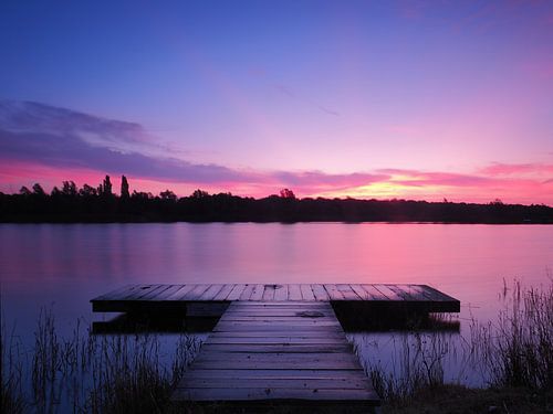 Sonnenaufgang über dem Heidemeer in Heerenveen