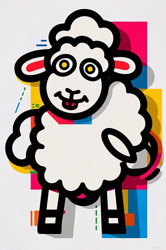 Cartoon schaap in Pop Art-stijl
