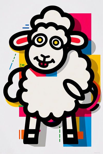 Cartoon schaap in Pop Art-stijl van Imperial Art House