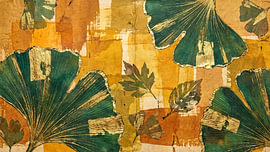 Goldener Ginkgo auf ockerfarbenem Wandteppich von Siti Zuliana