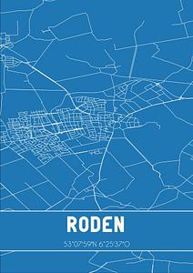 Blaupause | Karte | Roden (Drenthe) von Rezona