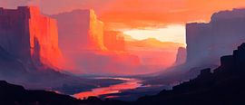 Rocky landscape sunset by Poster Art Shop