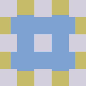 Abstract geometric pattern in light blue, white and olive by Dina Dankers