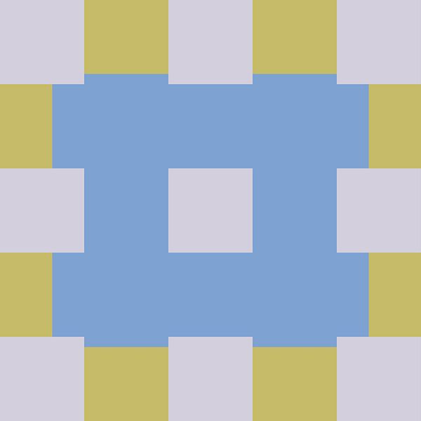 Abstract geometric pattern in light blue, white and olive by Dina Dankers