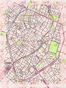 Karte von Brussel centrum im stil 'Soothing Spring'