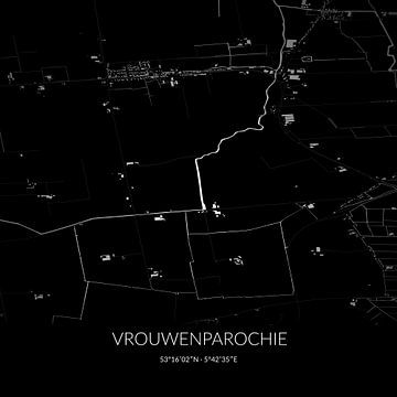 Black-and-white map of Vrouwenparochie, Fryslan. by Rezona