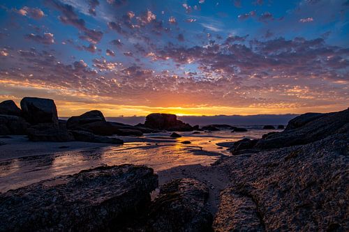 Zonsondergang, Bloubergstrand Beach, Zuid-Afrika