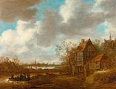 Een rivierlandschap met figuren, Jan van Goyen van Meesterlijcke Meesters thumbnail