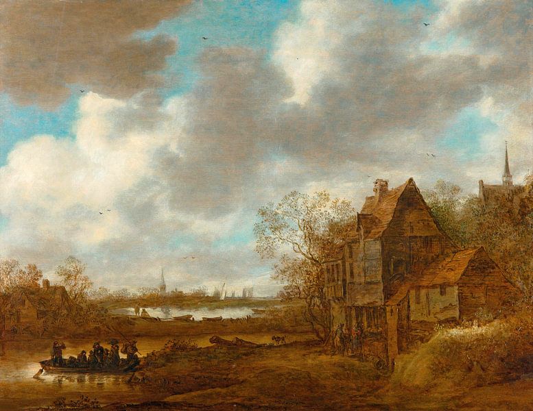 Een rivierlandschap met figuren, Jan van Goyen van Meesterlijcke Meesters
