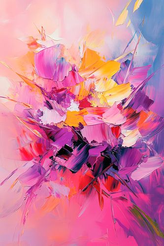 Kleurrijke explosie van bloemen in acrylverf