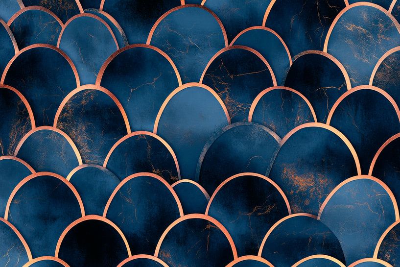 Elegant blue scale pattern by Poster Art Shop
