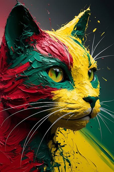 Abstract colourful cat portrait by Art & Soul Creations
