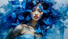 In the river of blue butterflies by Klaus Tesching - Art-AI