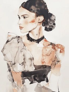 Stijlvol portret, aquarel van Carla Van Iersel