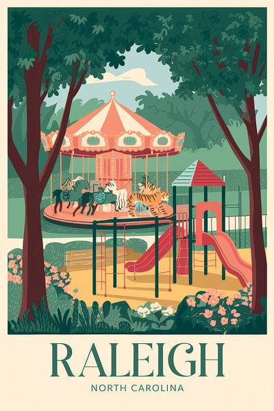 Raleigh, North Carolina Vintage Travel Poster von Poster Art Shop