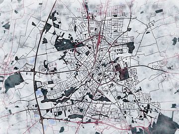 Kaart van Neumünster in de stijl 'White Winter' van Maporia