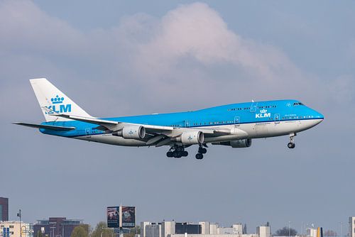 Landende KLM Boeing 747-400 City of Hongkong.