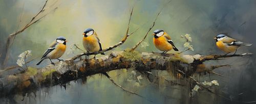 Koolmezen in het bos