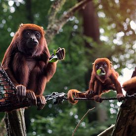 Mère et bébé singe sur Jaleesa Koelen