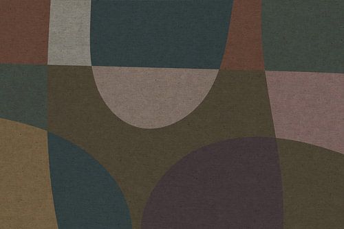 Roze, bruin, groene organische vormen. Moderne abstracte retro geometrische kunst in warme pastelkle