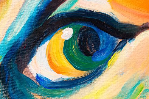 Kleurrijk oog in abstract schilderij