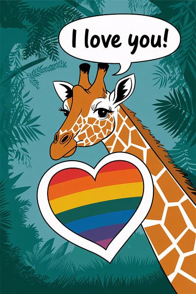 Giraffe with rainbow heart by Art & Soul Creations