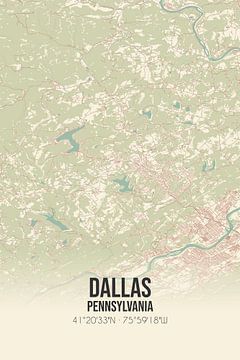 Carte ancienne de Dallas (Pennsylvanie), USA. sur Rezona