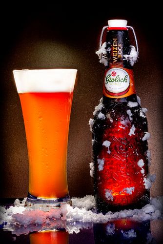 Grolsch weizen bock in de sneeuw