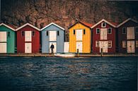 Kleurrijke Zweedse huisjes, aan zee, vissershuisjes Smögen van Fotos by Jan Wehnert thumbnail