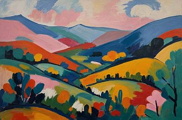 Landschaft im Stil von Henri Matisse von De Muurdecoratie