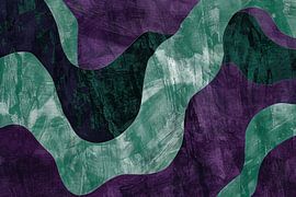 Abstract kunstwerk met paarse en groene lijnen van Art & Soul Creations