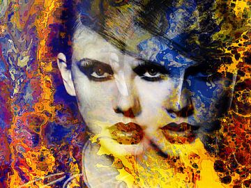 Taylor Swift Modern Abstract Portret Vuur van Art By Dominic